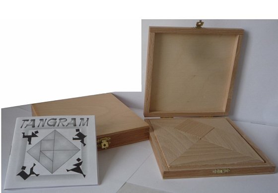 Tangram v drevenej krabičke prírodný box